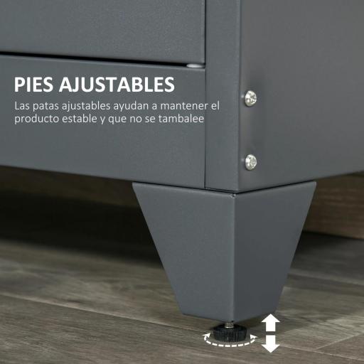 Armario Metálico con Doble Puerta y 2 Baldas Ajustables Mueble Multiusos para Oficina Salón Dormitorio 75x33x110cm Gris [5]
