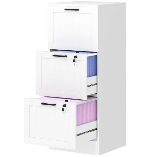 Mueble Archivador con 3 Cajones Cajonera para Escritorio con Rieles Colgantes Ajustables para A4 y Carta Blanco [9]
