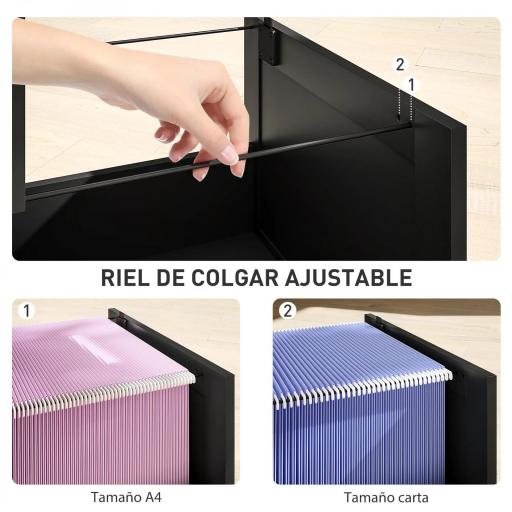 Mueble Archivador con 3 Cajones Cajonera para Escritorio con Cerraduras Carpetas para A4 y Carta 40x40x101 cm Negro [3]