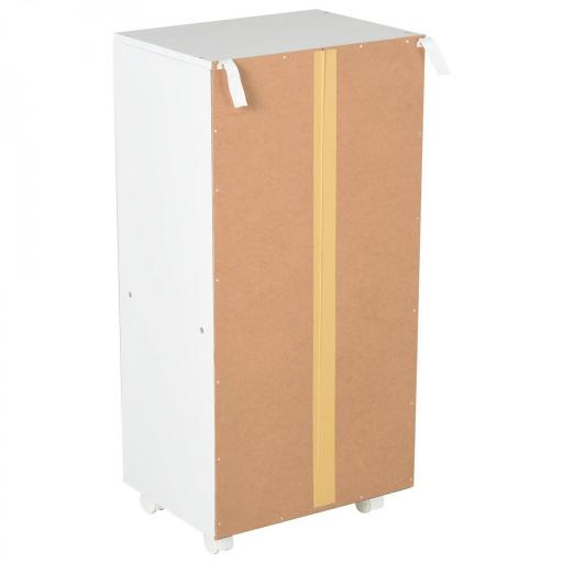 Cajonera de Oficina con 3 Cajones y 4 Estantes Abiertos Cajonera Escritorio con Ruedas para Oficina 38x40x86,8 cm Blanco [6]