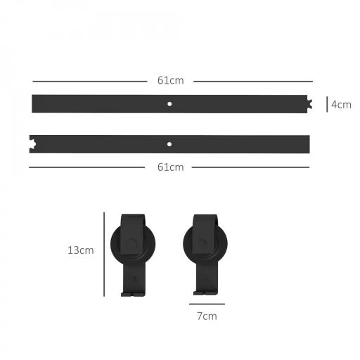 4FT/122CM Herrajes para Puerta Corredera Plegable para 2 Puertas con Riel para Granero Negro [1]