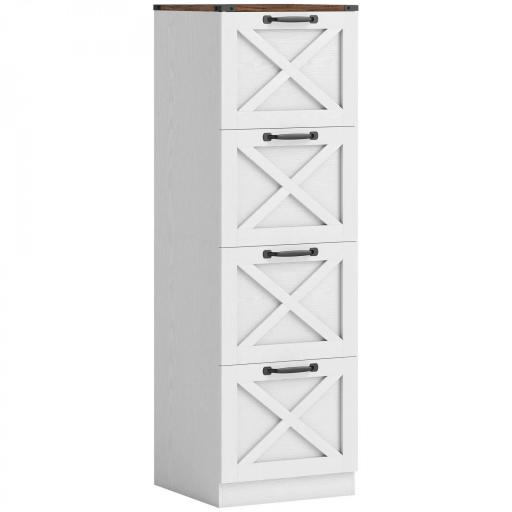 Cajonera Escritorio con 4 Cajones Soporte para Impresora con Riel Colgante para A4 y Carta 40x40x131 cm Blanco [10]