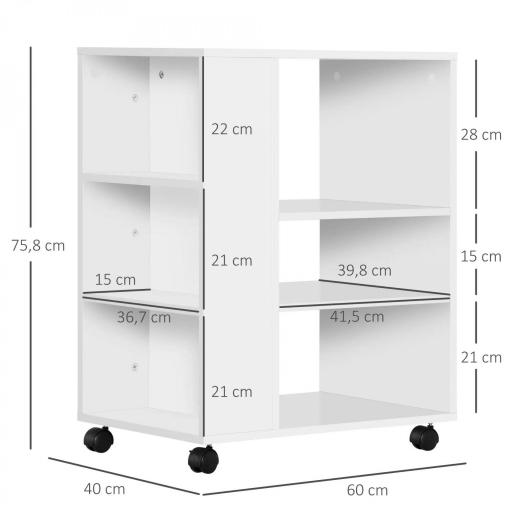 Armario para Impresora Mueble Auxiliar de Oficina Dormitorio Cocina Salón 60x40x75,8 cm Blanco [1]