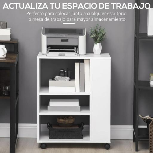 Armario para Impresora Mueble Auxiliar de Oficina Dormitorio Cocina Salón 60x40x75,8 cm Blanco [2]