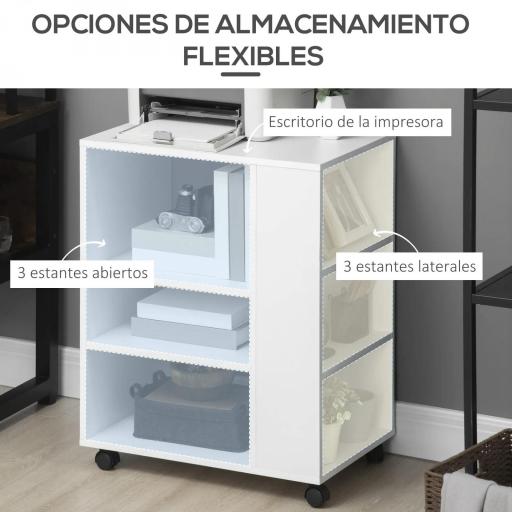 Armario para Impresora Mueble Auxiliar de Oficina Dormitorio Cocina Salón 60x40x75,8 cm Blanco [3]