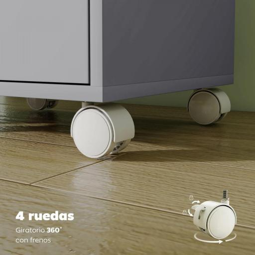 Cajonera Escritorio Archivador Móvil con 6 Cajones Ruedas Guías Deslizantes Silenciosas para Oficina Casa Gris [4]