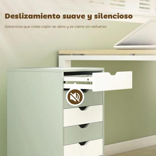 Cajonera Escritorio Archivador Móvil con 6 Cajones Ruedas Guías Deslizantes Silenciosas para Oficina Casa Verde [1]