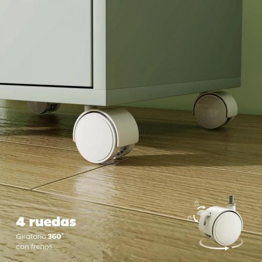 Cajonera Escritorio Archivador Móvil con 6 Cajones Ruedas Guías Deslizantes Silenciosas para Oficina Casa Verde [4]