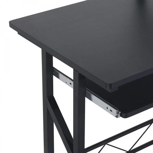 Mesa de Escritorio Mesa de Estudio con Bandeja de Teclado y Cajón Mesa de Ordenador para Despacho 90x50x100 cm Negro [6]