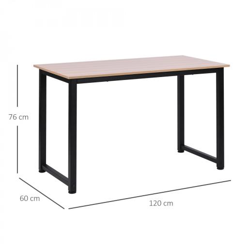 Mesa de Escritorio con Marco de Acero y Patas Ajustables Mesa de Estudio para Oficina Hogar 120x60x76 cm Negro y Natural [1]