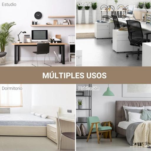 Mesa de Escritorio con Marco de Acero y Patas Ajustables Mesa de Estudio para Oficina Hogar 120x60x76 cm Negro y Natural [2]