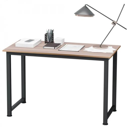 Mesa de Escritorio con Marco de Acero y Patas Ajustables Mesa de Estudio para Oficina Hogar 120x60x76 cm Negro y Natural [9]