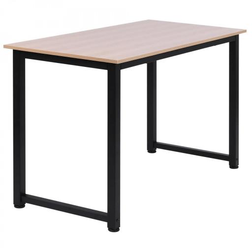 Mesa de Escritorio con Marco de Acero y Patas Ajustables Mesa de Estudio para Oficina Hogar 120x60x76 cm Negro y Natural [8]