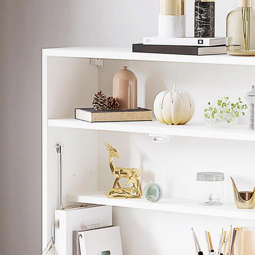 Escritorio Plegable de Pared Moderno Mesa Flotante Multifuncional con Estantes de Almacenamiento 64x20x60 cm Blanco [7]