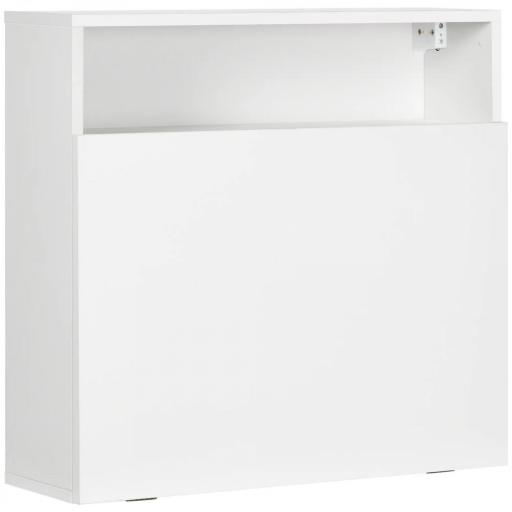 Escritorio Plegable de Pared Moderno Mesa Flotante Multifuncional con Estantes de Almacenamiento 64x20x60 cm Blanco [9]