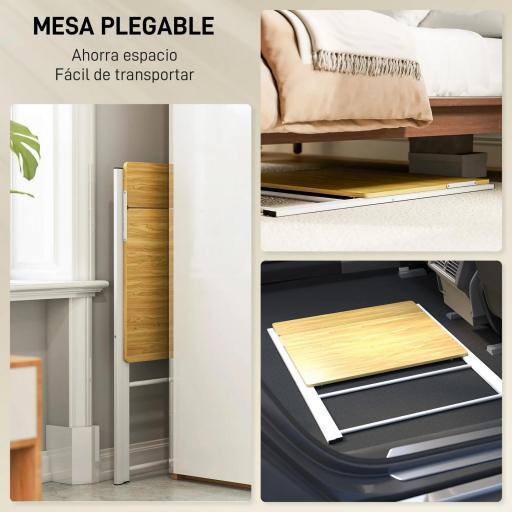 Escritorio Plegable con Estante Abierto Escritorio Pequeño para Estudio Hogar Oficina 86x66x82 cm Natural [4]