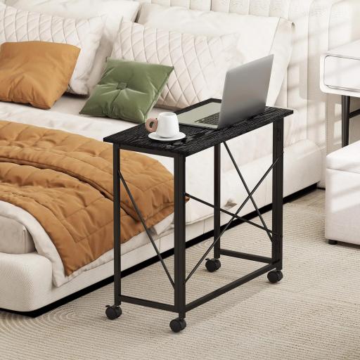 Escritorio Plegable con Ruedas y Estructura Resistente Ideal para Oficina y Estudio 80x40x75 cm Negro [6]