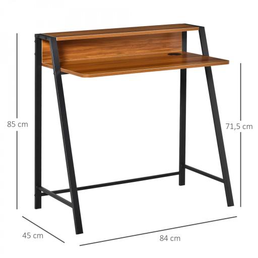 Escritorio Mesa de Ordenador 84x45x85cm con Encimera de Madera y Patas de Metal Estilo Moderno para Oficina Nogal [1]