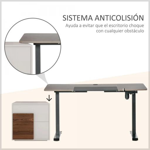 Escritorio Eléctrico con Altura Ajustable y 4 Teclas de Memoria para Oficina Hogar 140x70x72-116 cm Negro y Teca [5]