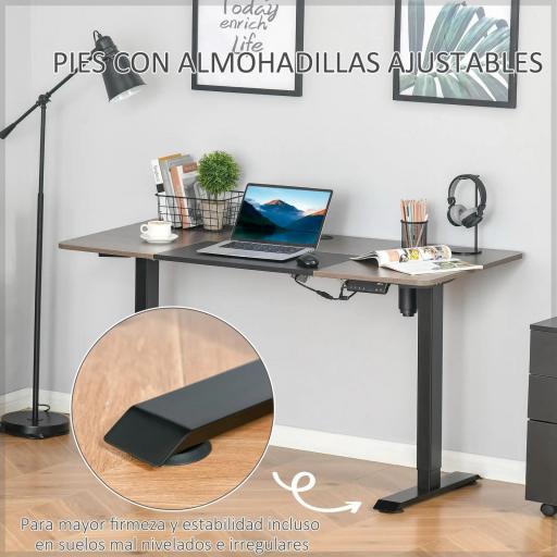 Escritorio Eléctrico con Altura Ajustable y 4 Teclas de Memoria para Oficina Hogar 140x70x72-116 cm Negro y Teca [6]