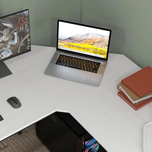 Escritorio Esquinero Moderno con Marco de Acero Carga 70 kg para Oficina Hogar Estudio 150x150x76 cm Blanco [6]