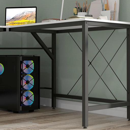 Escritorio Esquinero Moderno con Marco de Acero Carga 70 kg para Oficina Hogar Estudio 150x150x76 cm Blanco [7]