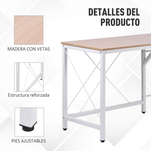  Escritorio Esquinero Moderno con Marco de Acero Carga 70 kg para Oficina Hogar Estudio 150x150x76 cm Roble [3]