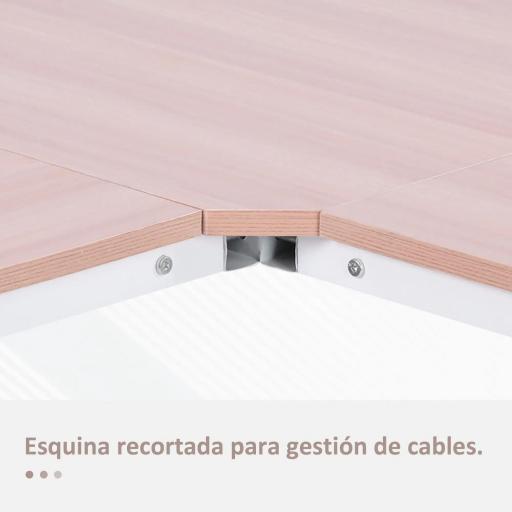  Escritorio Esquinero Moderno con Marco de Acero Carga 70 kg para Oficina Hogar Estudio 150x150x76 cm Roble [5]