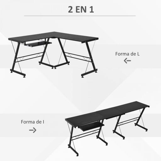 Mesa de Ordenador PC Escritorio para Oficina Hogar 2 Tipos Mesa Esquinera Forma L 130x130x73,5 cm Escritorio Recta Marco Acero [2]