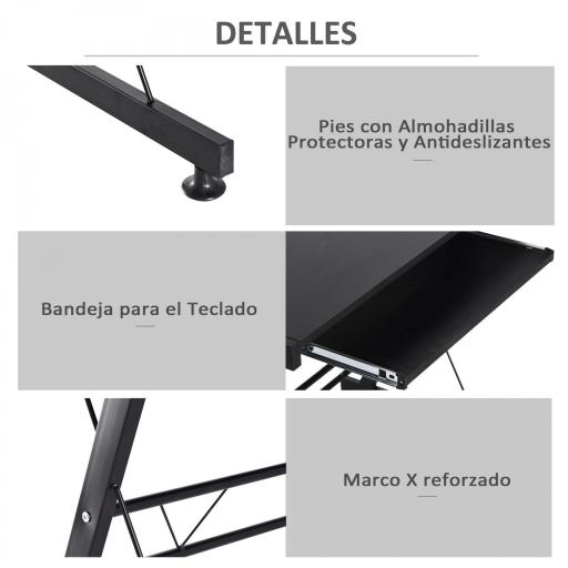 Mesa de Ordenador PC Escritorio para Oficina Hogar 2 Tipos Mesa Esquinera Forma L 130x130x73,5 cm Escritorio Recta Marco Acero [3]
