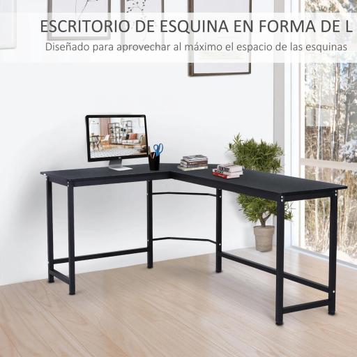 Mesa de Ordenador Escritorio PC Oficina Hogar Mesa Esquinera de Forma L 168x120x75cm Marco Metal [2]