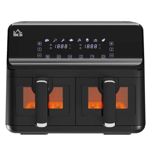 Freidora sin Aceite Doble 8L 2500W 8 Programas Pantalla LED Táctil Temperatura Ajustable 80-200℃ 38,5x38x30,5 cm Negro [9]