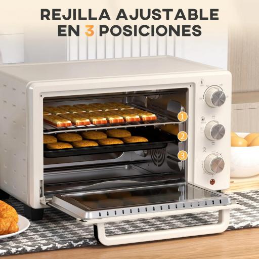 Horno Sobremesa de 21L 1400W Mini Horno Eléctrico Temporizador hasta 60min y Temperatura Regulable hasta 230℃ Crema [3]