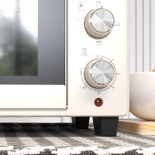 Horno Sobremesa de 21L 1400W Mini Horno Eléctrico Temporizador hasta 60min y Temperatura Regulable hasta 230℃ Crema [6]