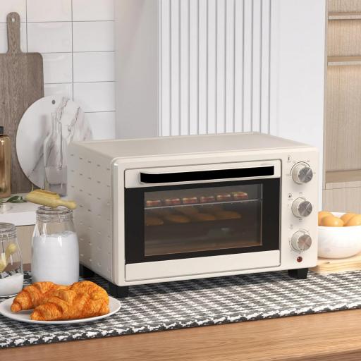 Horno Sobremesa de 21L 1400W Mini Horno Eléctrico Temporizador hasta 60min y Temperatura Regulable hasta 230℃ Crema [7]
