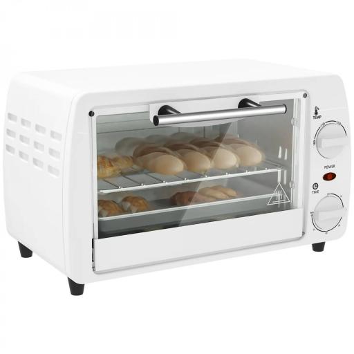 Horno Eléctrico Sobremesa 10L 750W Horno Eléctrico Pequeño Temperatura 230 ℃ y Temporizador 36,5x26x22 cm Blanco [9]