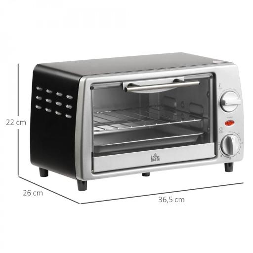 Horno Eléctrico Sobremesa 10 Litros 750W Horno Eléctrico Pequeño con Temperatura hasta 230 ℃ Temporizador 60 Minutos Bandeja y Rejilla 36,5x26x22 cm Plata [1]