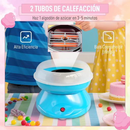 Máquina de Algodón de Azúcar en Casa de Polipropileno Acero Inox. y Aluminio 450W-550W para Fiestas 27x26x18 cm Azul [2]