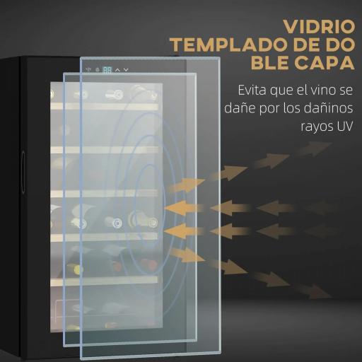 Nevera Vinos 24 Botellas 65L con Luz LED Interior Pantalla Táctil Puerta de Vidrio y 5 Estantes de Metal Negro [6]