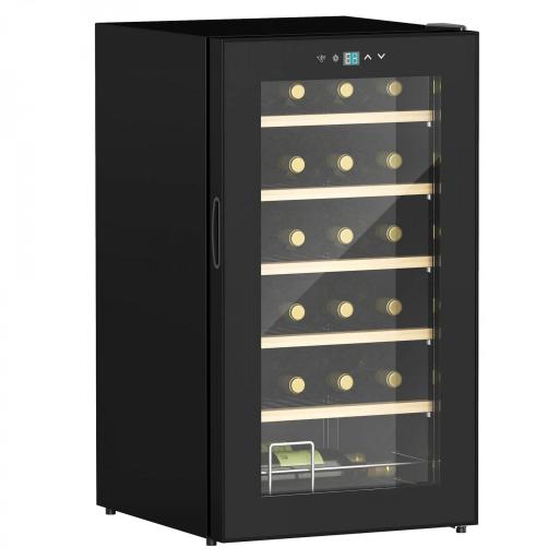 Nevera Vinos 24 Botellas 65L con Luz LED Interior Pantalla Táctil Puerta de Vidrio y 5 Estantes de Metal Negro [7]