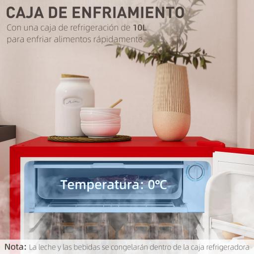 Nevera Pequeña con Congelador 91L Silenciosa Puerta Reversible Temperatura Regulable y Estantes Ajustables Rojo [5]