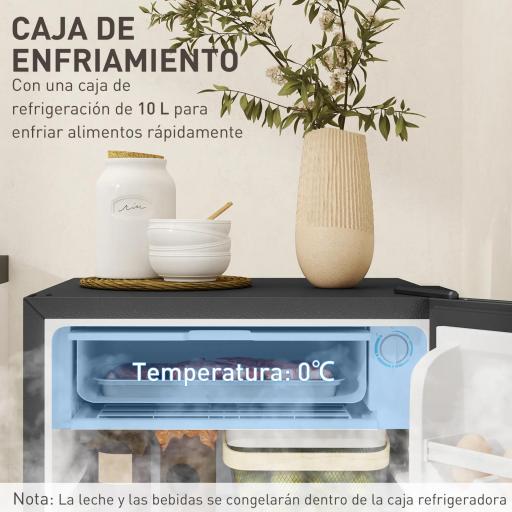 Mini Nevera Silenciosa 91 L Clase E con Temperatura Regulable 5 Niveles Puerta Reversible Estantes Ajustables Negro [3]