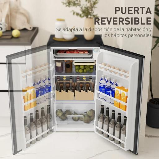 Mini Nevera Silenciosa 91 L Clase E con Temperatura Regulable 5 Niveles Puerta Reversible Estantes Ajustables Negro [5]
