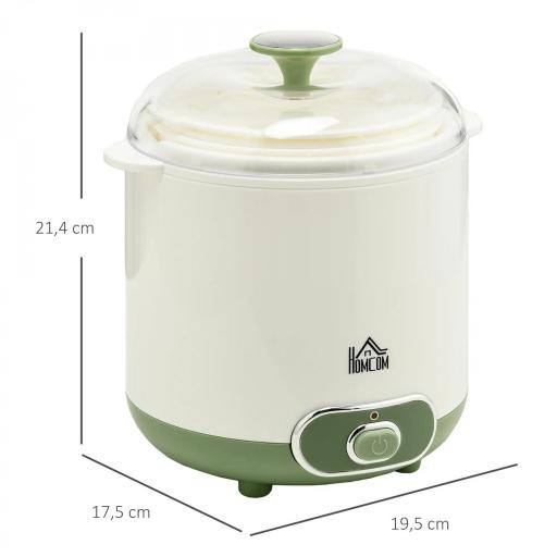 Yogurtera para Hacer Yogur Griego 20 W 1,5L con Filtro Indicador de Encendido y Tecnología PTC 19,5x17,5x21,4 cm Blanco [1]