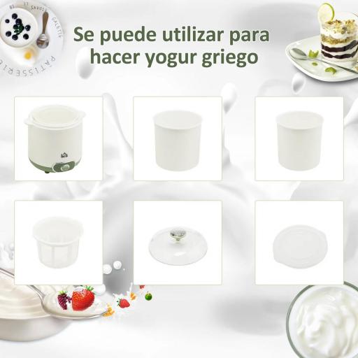 Yogurtera para Hacer Yogur Griego 20 W 1,5L con Filtro Indicador de Encendido y Tecnología PTC 19,5x17,5x21,4 cm Blanco [3]