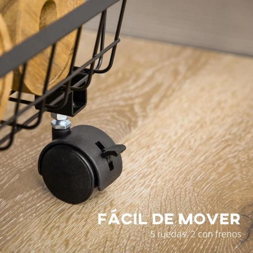 Frutero de 4 Niveles con Ruedas Carrito de Almacenamiento para Cocina Salón Dormitorio 40x28x97 cm Negro [4]
