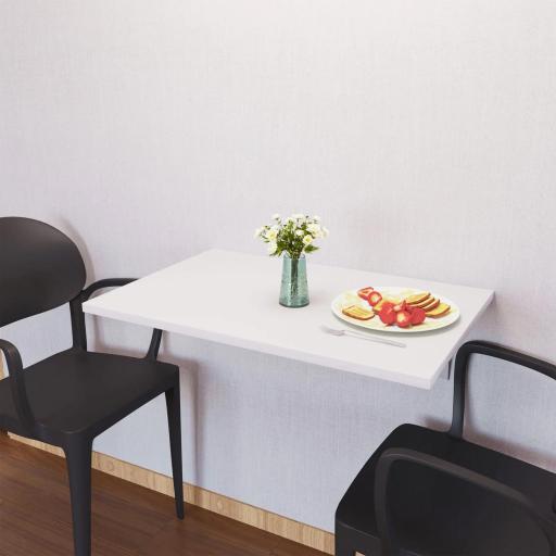 Mesa Plegable de Pared Mesa Abatible de Pared de Madera Ahorra Espacio para Cocina Comedor Dormitorio 60x40x20 cm Blanco