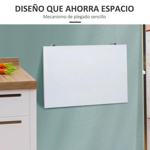Mesa Plegable de Pared Mesa Abatible de Pared de Madera Ahorra Espacio para Cocina Comedor Dormitorio 60x40x20 cm Blanco [4]