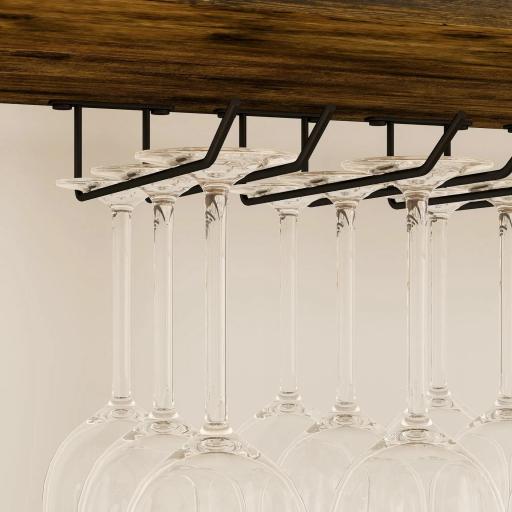 Botellero Vino para 24 Botellas con Soporte para Copas y Estante Abierto 66x30x100,3 cm Marrón Rústico [6]