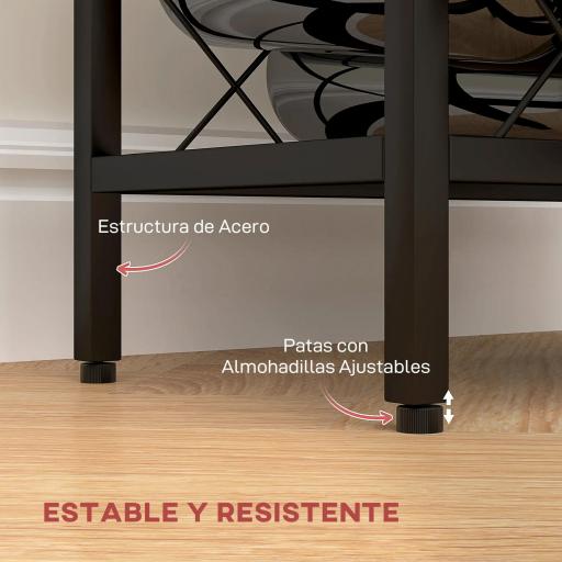 Botellero Vino para 10 Botellas con Encimera de Vidrio Templado y Marco de Acero para Salón Comedor 41x22x41 cm Negro [4]